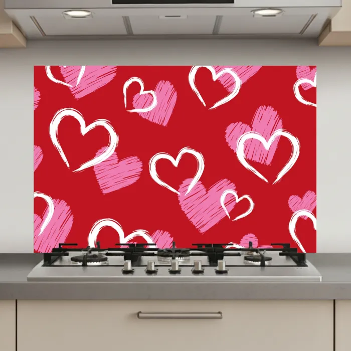 Patroon - Hartjes - Roze - Valentijn keuken achterwand spatscherm klein -3d_website