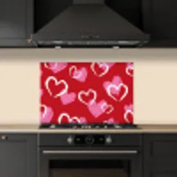 Patroon - Hartjes - Roze - Valentijn keuken achterwand spatscherm klein -sfeer1
