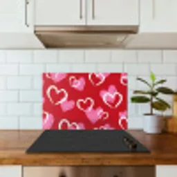 Patroon - Hartjes - Roze - Valentijn keuken achterwand spatscherm klein -sfeer2