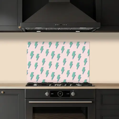 Patroon - Bliksem - Roze - Groen keuken achterwand spatscherm klein 900 -sfeer1