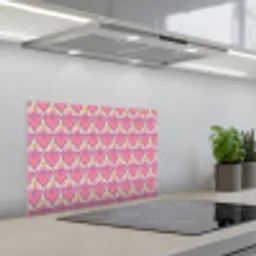 Patroon - Roze - Hartjes keuken achterwand spatscherm klein 900 -3d_schuin