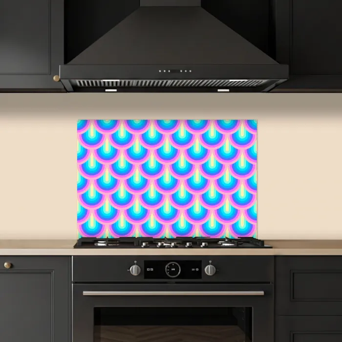 Patroon - Regenboogwaaier - Neon keuken achterwand spatscherm klein 900 -sfeer1