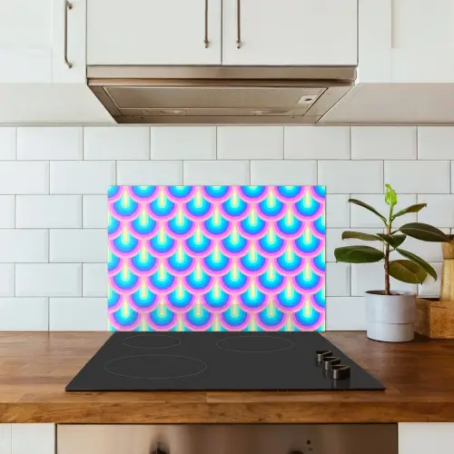 Patroon - Regenboogwaaier - Neon keuken achterwand spatscherm klein 900 -sfeer2
