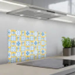 Zee - Geel - Blauw - Wit keuken achterwand spatscherm klein 900 -3d_schuin
