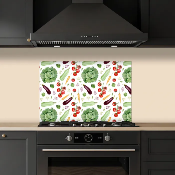 Patroon - Groente - Aquarel keuken achterwand spatscherm klein 900 -sfeer1