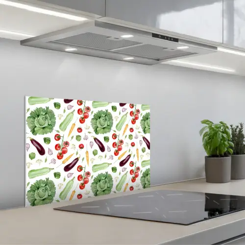 Patroon - Groente - Aquarel keuken achterwand spatscherm klein 900 -3d_schuin