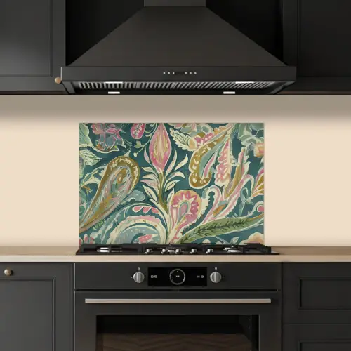 Patroon - Kleurrijk - Sierlijk - Groen keuken achterwand spatscherm klein -sfeer1