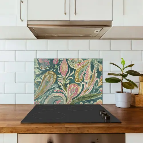 Patroon - Kleurrijk - Sierlijk - Groen keuken achterwand spatscherm klein -sfeer2