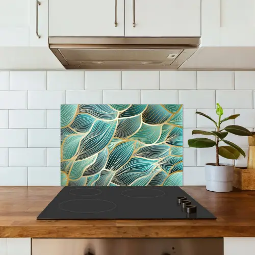 Patronen - Goud - Abstract - Golf keuken achterwand spatscherm klein -sfeer2