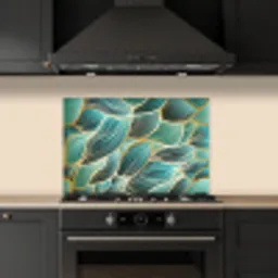 Patronen - Goud - Abstract - Golf keuken achterwand spatscherm klein -sfeer1