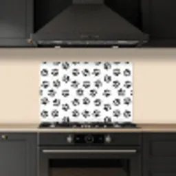 Paw - Pattern -Black keuken achterwand spatscherm klein 900 -sfeer1