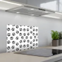 Paw - Pattern -Black keuken achterwand spatscherm klein 900 -3d_schuin