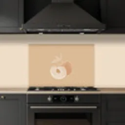 Perzik - Lijntekening - Pit - Beige keuken achterwand spatscherm klein -sfeer1