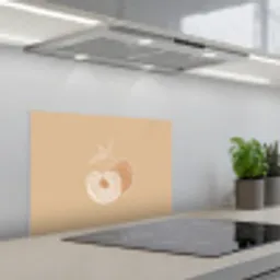 Perzik - Lijntekening - Pit - Beige keuken achterwand spatscherm klein -3d_schuin