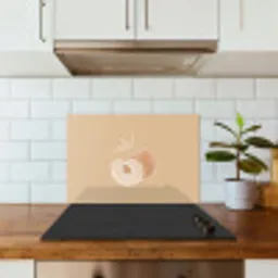 Perzik - Lijntekening - Pit - Beige keuken achterwand spatscherm klein -sfeer2