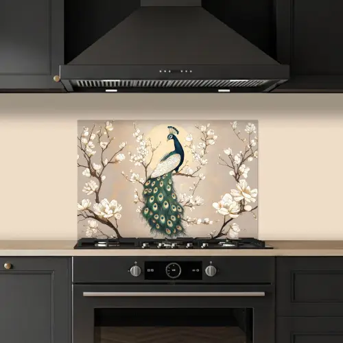 Pauw - Tak - Bloemen keuken achterwand spatscherm klein -sfeer1