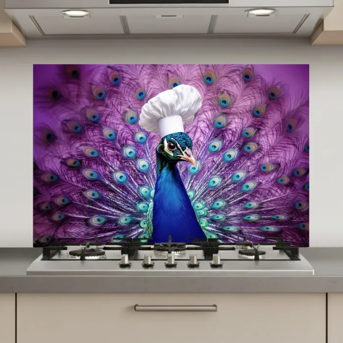 Pauw - Koksmuts - Cool - Paars keuken achterwand spatscherm klein -3d_website
