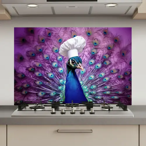 Pauw - Koksmuts - Cool - Paars keuken achterwand spatscherm klein -3d_website