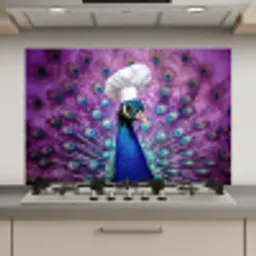 Pauw - Koksmuts - Cool - Paars keuken achterwand spatscherm klein -3d_website