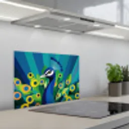 Pauw - Cirkels - Blauw keuken achterwand spatscherm klein -3d_schuin