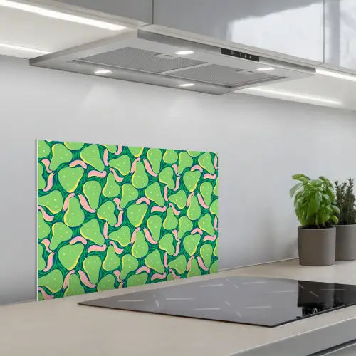 Peren - Groen - Roze keuken achterwand spatscherm klein 900 -3d_schuin