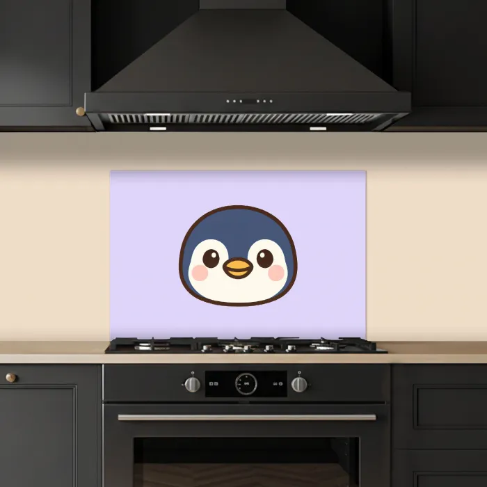 Pinguïn - Paars - Schattig keuken achterwand spatscherm klein -sfeer1