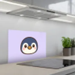 Pinguïn - Paars - Schattig keuken achterwand spatscherm klein -3d_schuin