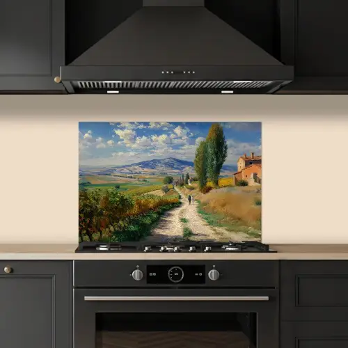 Mensen - Wandelen - Zandpad - Velden keuken achterwand spatscherm klein -sfeer1