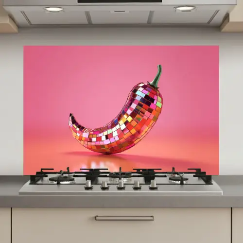 Peper - Disco - Rood - Glitter keuken achterwand spatscherm klein -3d_website