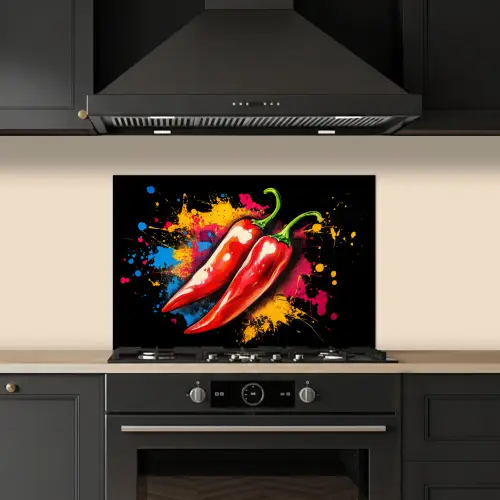 Peper - Graffiti - Verf - Abstract - Modern - Kleurrijk keuken achterwand spatscherm klein -sfeer1
