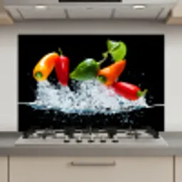 Pepers - Zwart - Groenten - Water - Blad keuken achterwand spatscherm klein -3d_website