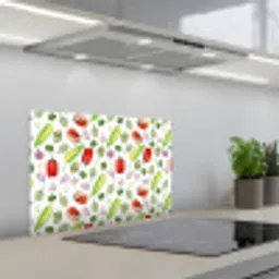 Paprika - Maïs - Patroon - Groente keuken achterwand spatscherm klein 900 -3d_schuin