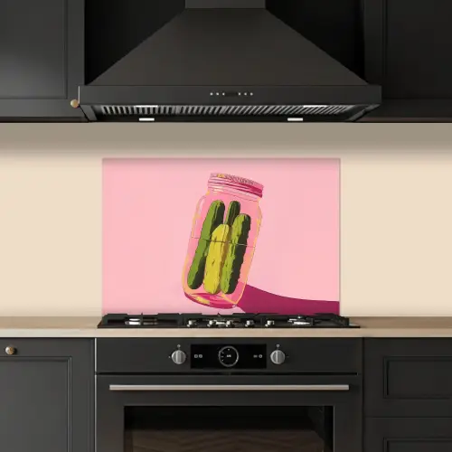 Augurken - Pot - Schaduw - Roze keuken achterwand spatscherm klein -sfeer1