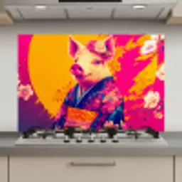 Varken - Bloemkroon - Kimono - Abstract keuken achterwand spatscherm klein -3d_website