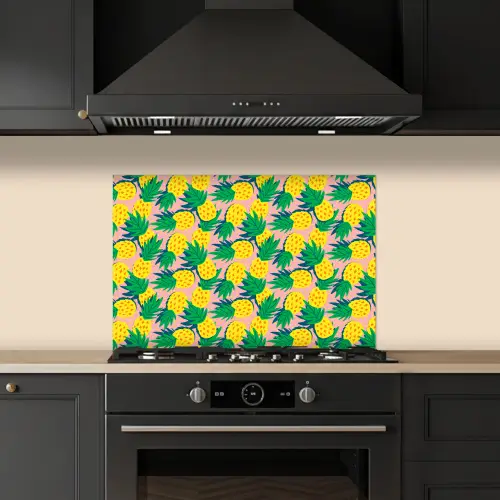 Ananas - Geel - Groen - Tropisch keuken achterwand spatscherm klein 900 -sfeer1