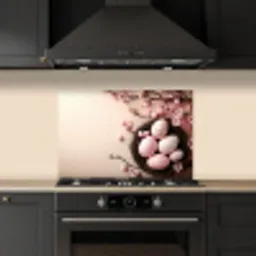 Roze - Bloesems - Eieren keuken achterwand spatscherm klein -sfeer1