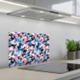 Roze - Blauw - Camouflage keuken achterwand spatscherm klein 900 -3d_schuin