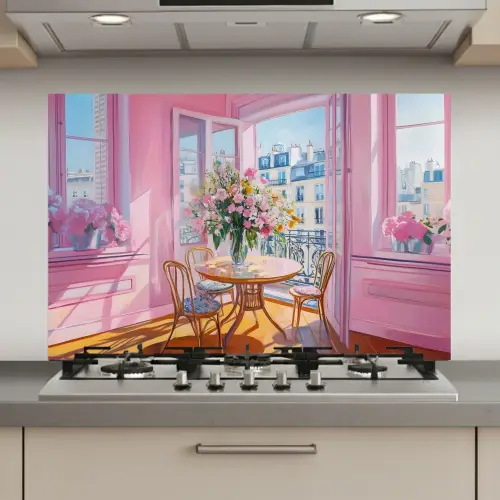 Pink - City - Bloemen keuken achterwand spatscherm klein -3d_website