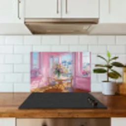 Pink - City - Bloemen keuken achterwand spatscherm klein -sfeer2