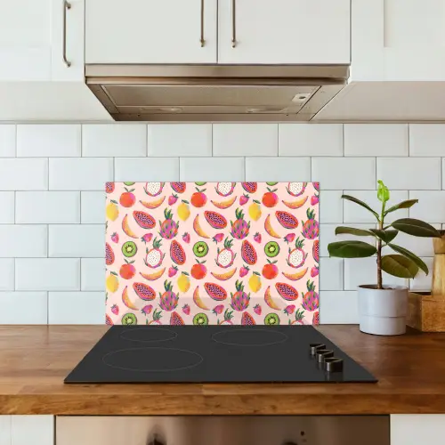 Roze - Kleuren - Fruit - Patroon keuken achterwand spatscherm klein 900 -sfeer2