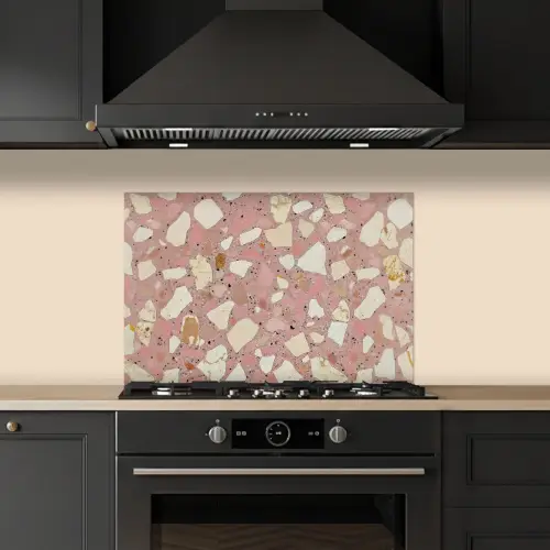Roze - Decoratie - Stenen - Terrazzo keuken achterwand spatscherm klein -sfeer1