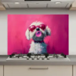 Pink - Hond - Bubbel keuken achterwand spatscherm klein -3d_website