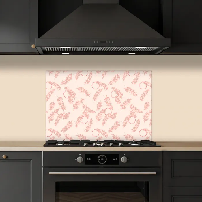 Roze - Veren - Patroon keuken achterwand spatscherm klein 900 -sfeer1
