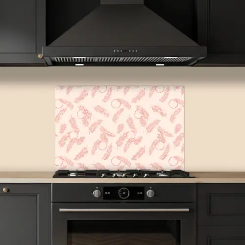 Roze - Veren - Patroon keuken achterwand spatscherm klein 900 -sfeer1