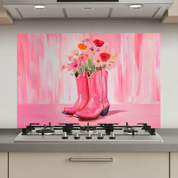 Roze - Bloemen - Cowboy keuken achterwand spatscherm klein -3d_website