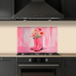 Roze - Bloemen - Cowboy keuken achterwand spatscherm klein -sfeer1