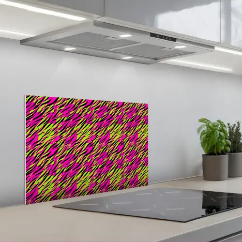 Roze - Groen - Neon - Dieren keuken achterwand spatscherm klein 900 -3d_schuin