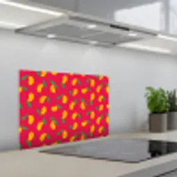 Roze - Mango - Blauwe - Streepjes keuken achterwand spatscherm klein 900 -3d_schuin