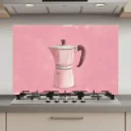 Roze - Mokkapot - Illustratie - Koffie keuken achterwand spatscherm klein -3d_website