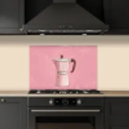 Roze - Mokkapot - Illustratie - Koffie keuken achterwand spatscherm klein -sfeer1